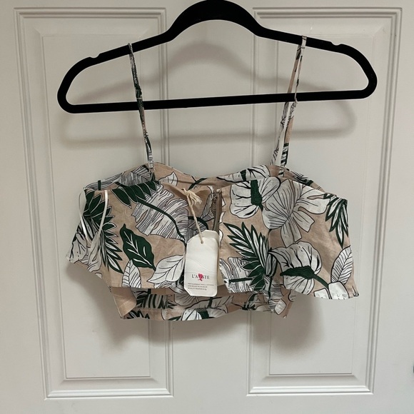 NWT L’Atiste by Amy zip back adjustable strap flowy crop top size medium ramie - Picture 2 of 4